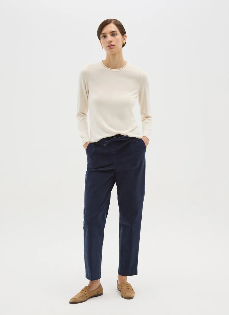 او في اس OVS Blue Stretch Cotton Trousers Regular Fit